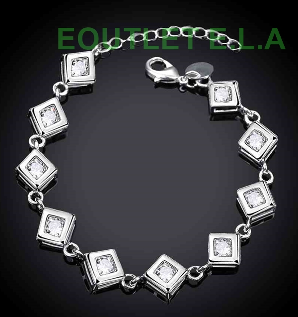 10mm PRINCESS CZ SILVER BRACELET -up to 21cm